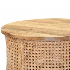 طاولة قهوة مودرن خشب وراتان بأرجل معدنية طاولة قهوة مودرن خشب وراتان بأرجل معدنية