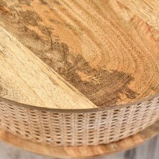 طاولة قهوة مودرن خشب وراتان بأرجل معدنية طاولة قهوة مودرن خشب وراتان بأرجل معدنية