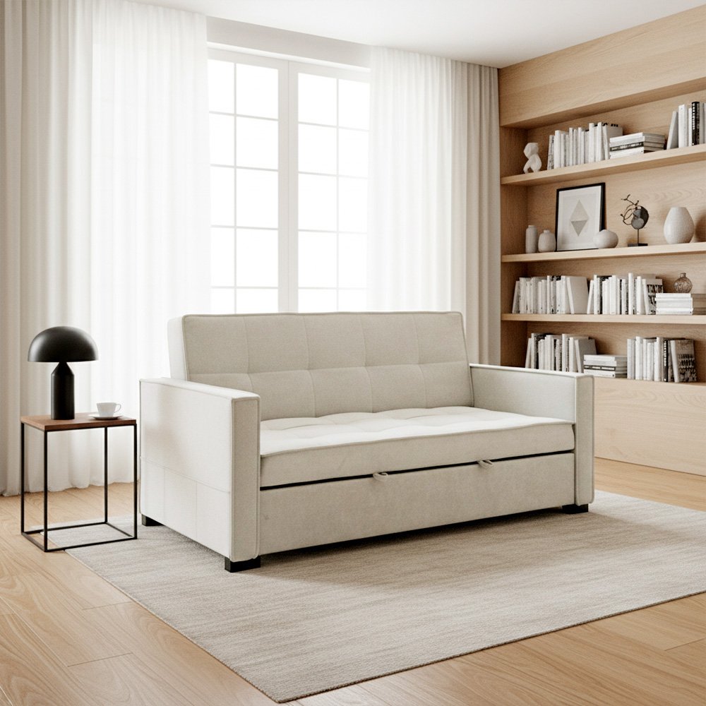 كنبة مفرد مودرن قابلة للتعديل الي سرير بيج