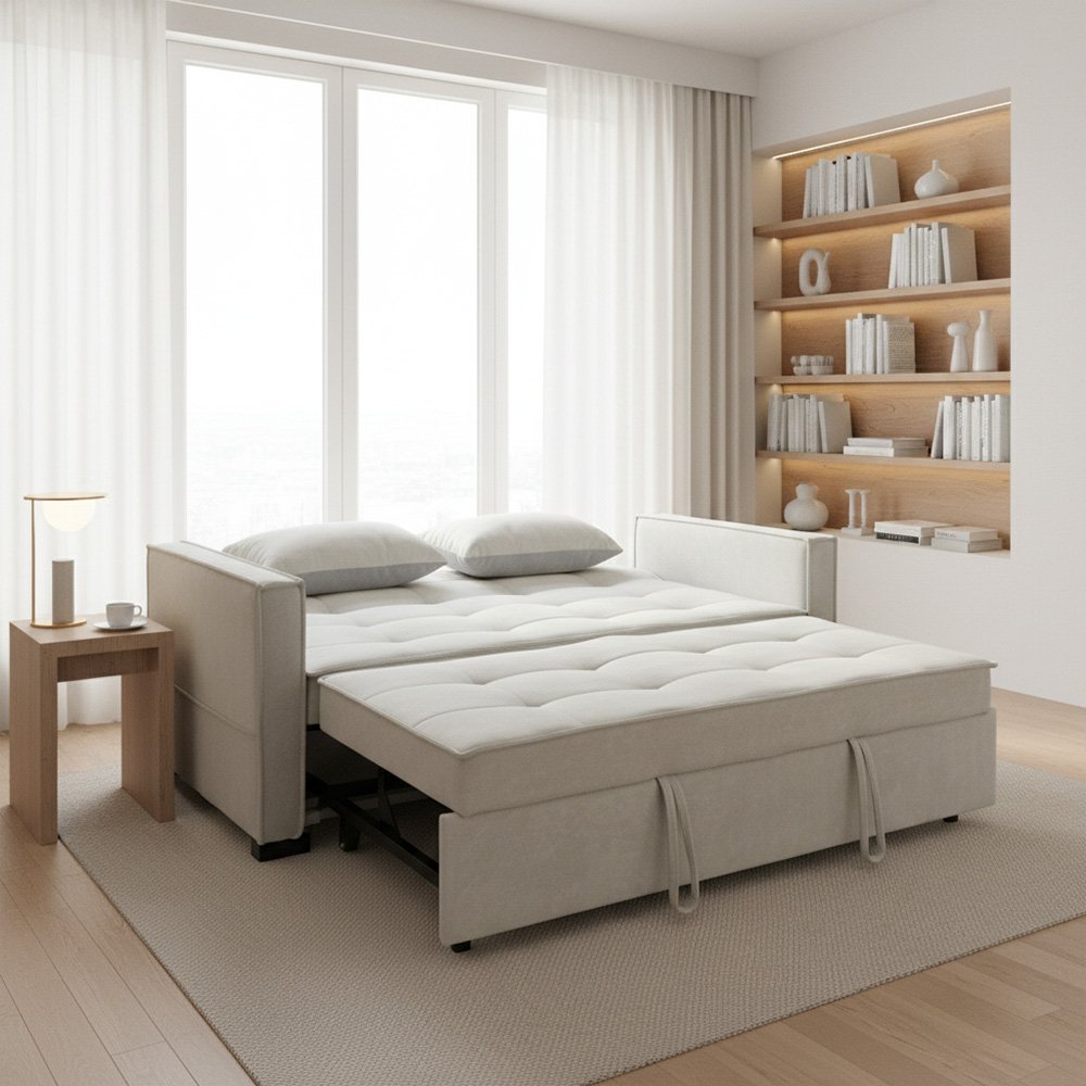 كنبة مفرد مودرن قابلة للتعديل الي سرير بيج