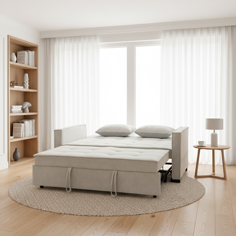 كنبة مفرد مودرن قابلة للتعديل الي سرير بيج