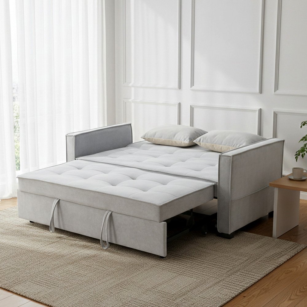 كنبة مفرد مودرن قابلة للتعديل الي سرير رمادي