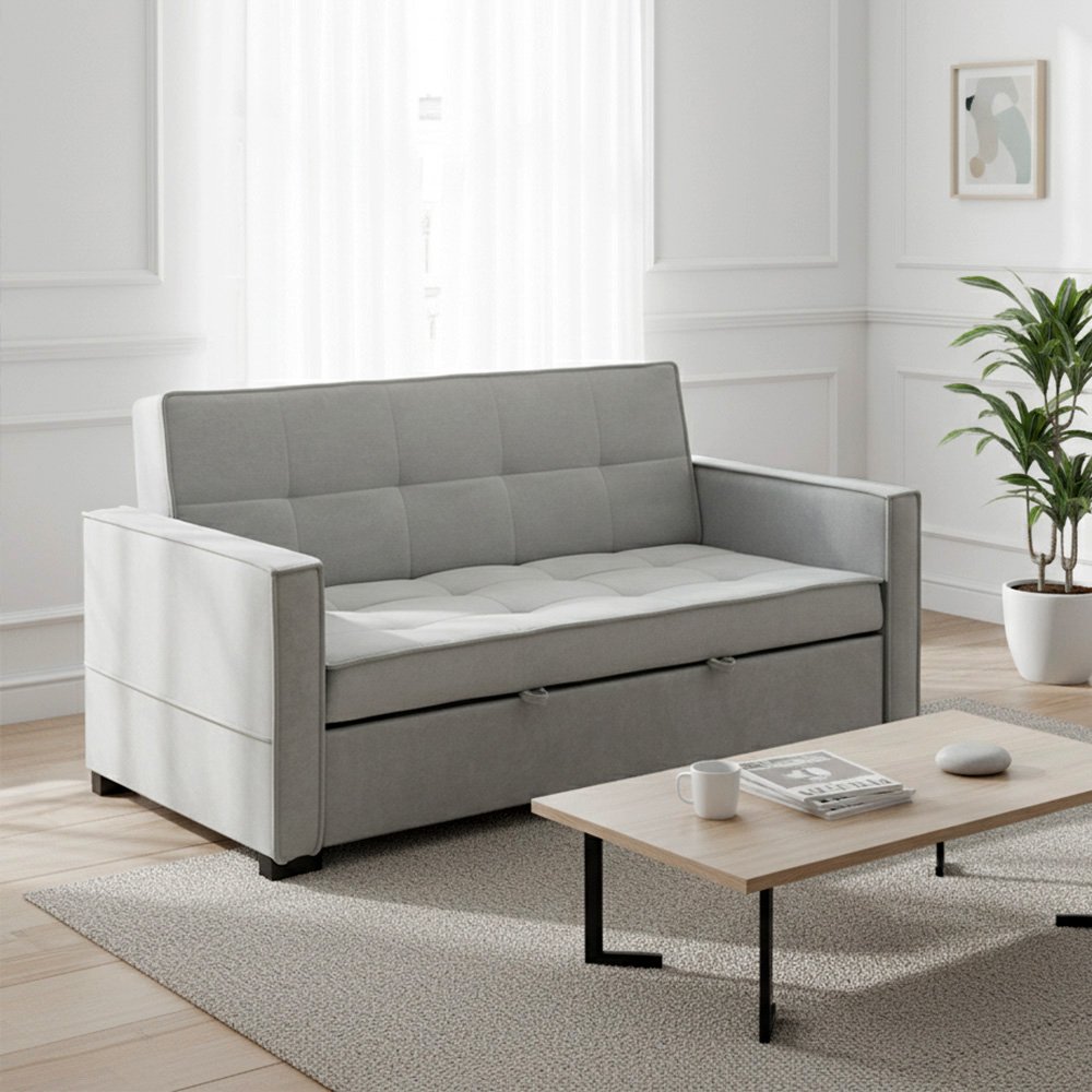 كنبة مفرد مودرن قابلة للتعديل الي سرير رمادي