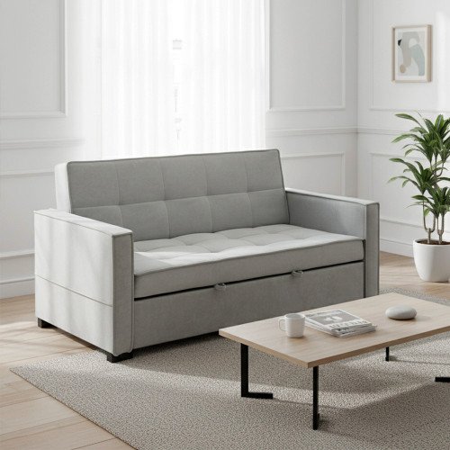 كنبة مفرد مودرن قابلة للتعديل الي سرير رمادي