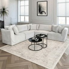 كنبة حرف L تصميم مودرن بقماش فاخر بيج 300×300 سم 