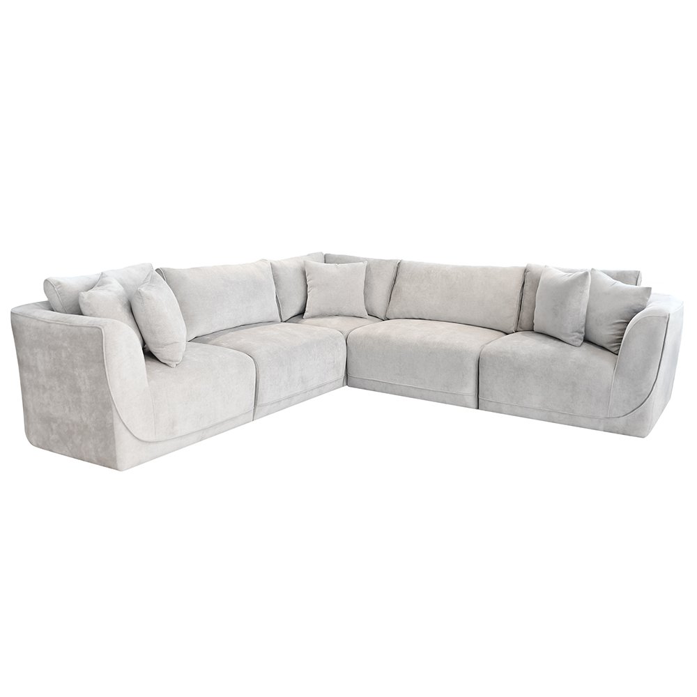 كنبة حرف L تصميم مودرن بقماش فاخر بيج 300×300 سم 