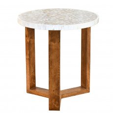 طاولة قهوة جانبية تصميم مودرن رخام بارجل خشبية