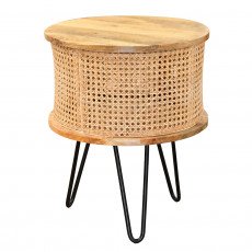 طاولة قهوة مودرن خشب وراتان بأرجل معدنية طاولة قهوة مودرن خشب وراتان بأرجل معدنية