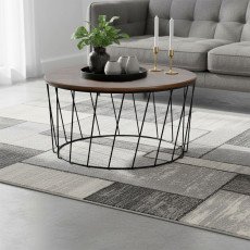 طاولة قهوة مودرن خشب بقاعدة معدنية بني 