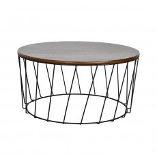 طاولة قهوة مودرن خشب بقاعدة معدنية بني 