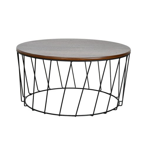 طاولة قهوة مودرن خشب بقاعدة معدنية بني 