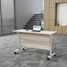 مكتب خشبي متحرك مع هيكل معدني متين