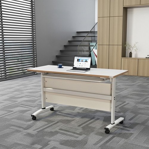 مكتب خشبي متحرك مع هيكل معدني متين