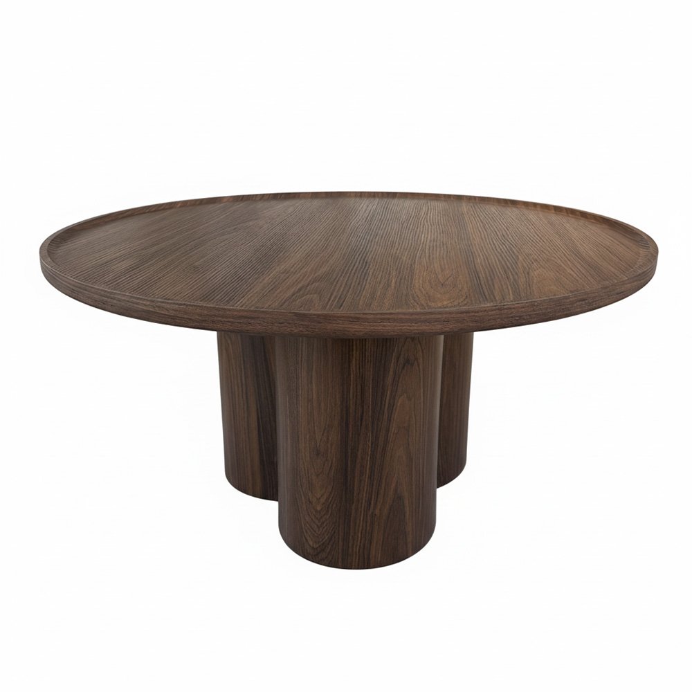 طقم طاولات قهوة 5 قطع خشبي بني