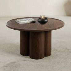 طقم طاولات قهوة 5 قطع خشبي بني