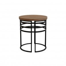 طقم طاولات قهوة 5 قطع خشب بهيكل معدني طقم طاولات قهوة 5 قطع خشب بهيكل معدني