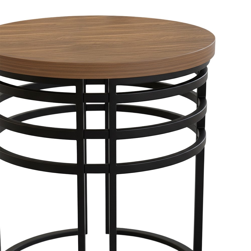 طقم طاولات قهوة 5 قطع خشب بهيكل معدني طقم طاولات قهوة 5 قطع خشب بهيكل معدني