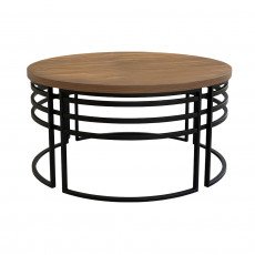 طقم طاولات قهوة 5 قطع خشب بهيكل معدني طقم طاولات قهوة 5 قطع خشب بهيكل معدني