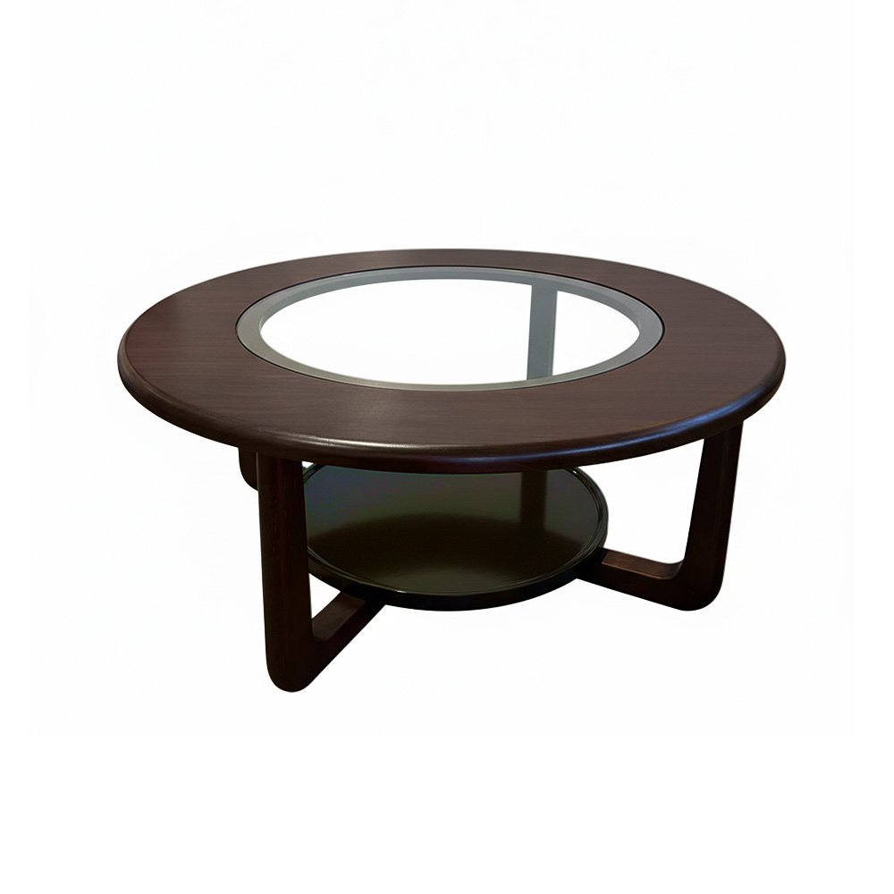 طقم طاولات قهوة 5  قطع خشب بسطح زجاجي