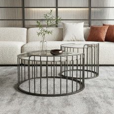 طقم طاولات قهوة مودرن 2 قطعة سطح رخامي