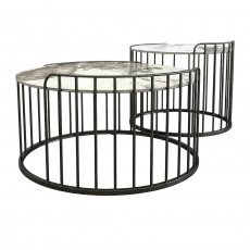 طقم طاولات قهوة مودرن 2 قطعة سطح رخامي