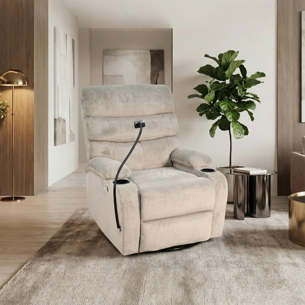 كرسي استرخاء هزاز دوار قماشي بحامل جوال 