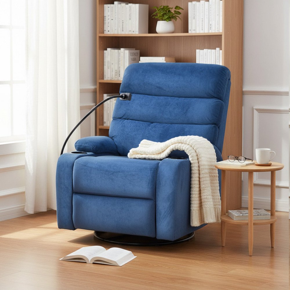 كرسي استرخاء هزاز دوار قماشي بحامل جوال 