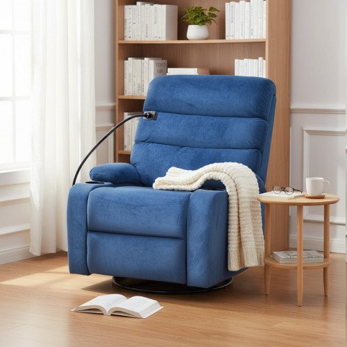 كرسي استرخاء هزاز دوار قماشي بحامل جوال 