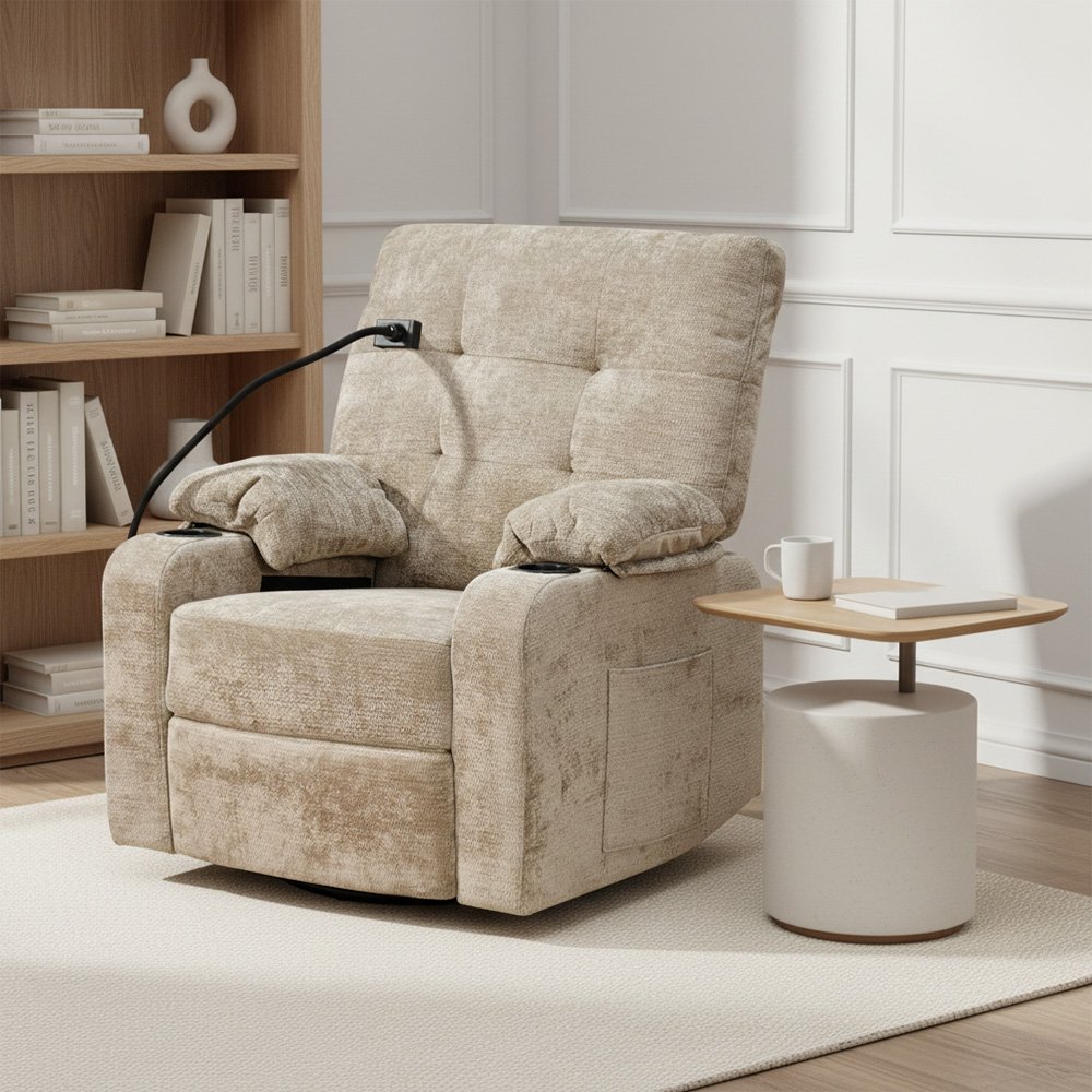 كرسي استرخاء هزاز دوار قماشي بحامل جوال 