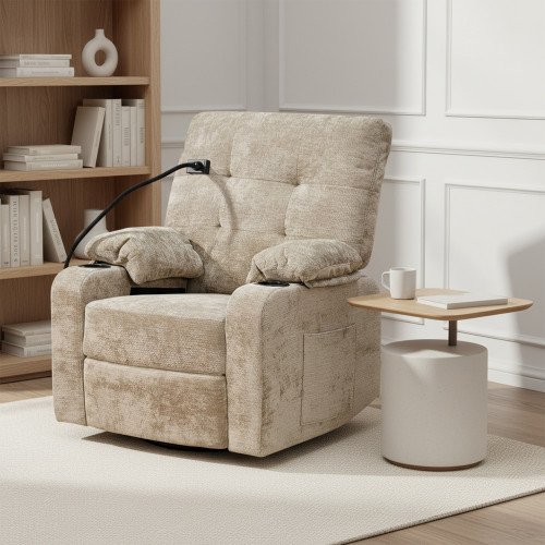 كرسي استرخاء هزاز دوار قماشي بحامل جوال 