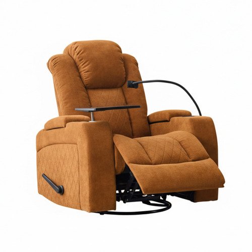 كرسي استرخاء هزاز دوار مع رف طاولة برتفالي 