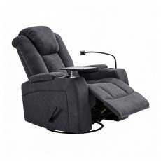 كرسي استرخاء هزاز دوار مع رف طاولة رمادي كرسي استرخاء هزاز دوار مع رف طاولة رمادي