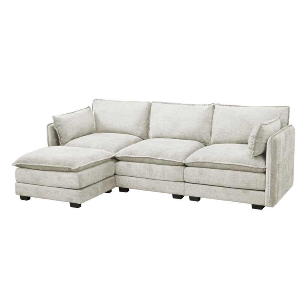 كنبة زاوية مودرن قماش بيج 