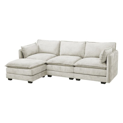 كنبة زاوية مودرن قماش بيج كنبة زاوية مودرن قماش بيج