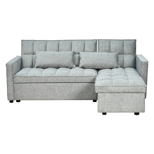 كنبة زاوية قماش مودرن رمادي