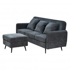 كنبة مودرن 3 مقاعد قماش مع صندوق تخزين رمادي 