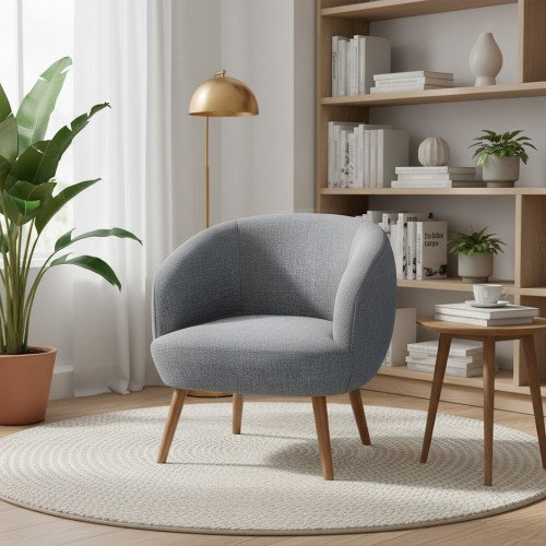 كرسي استقبال فاخر قماشي رمادي غامق 