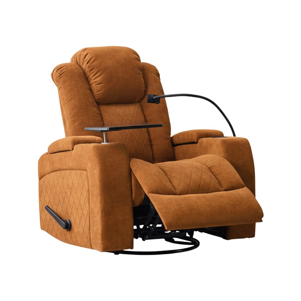 كرسي استرخاء هزاز دوار مع رف طاولة برتفالي 