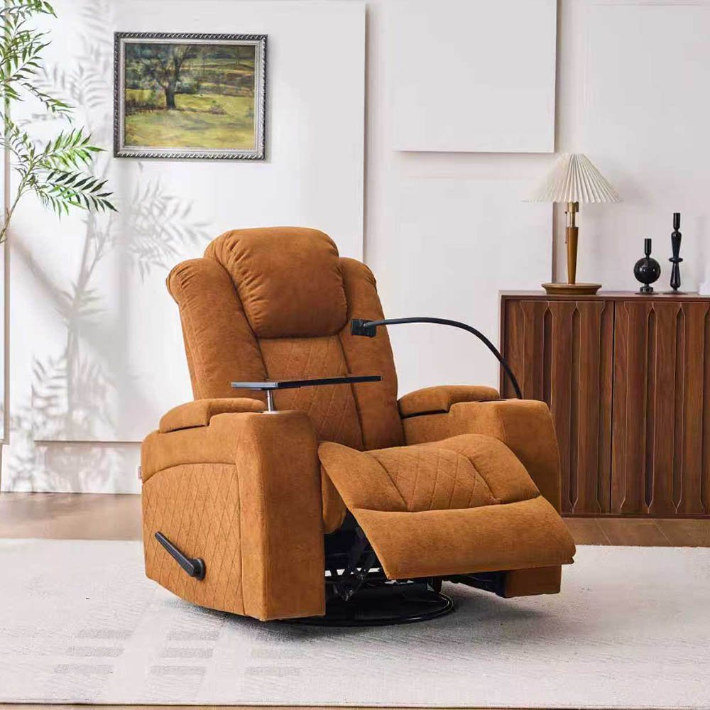 كرسي استرخاء هزاز دوار مع رف طاولة برتفالي 