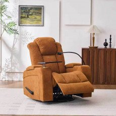 كرسي استرخاء هزاز دوار مع رف طاولة برتفالي 