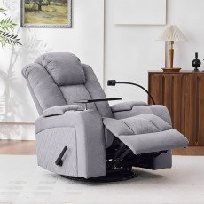 كرسي استرخاء هزاز دوار مع رف طاولة رمادي 