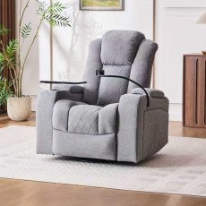 كرسي استرخاء هزاز دوار مع رف طاولة رمادي 