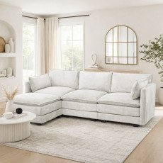 كنبة زاوية مودرن قماش بيج 