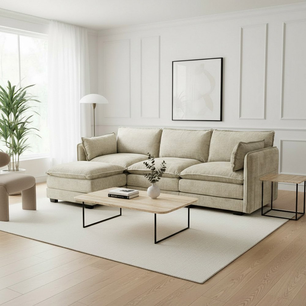 كنبة زاوية مودرن قماش كوفي 