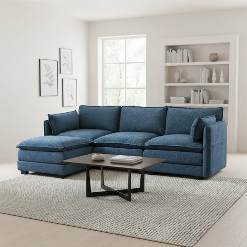 كنبة زاوية مودرن قماش أزرق كنبة زاوية مودرن قماش أزرق