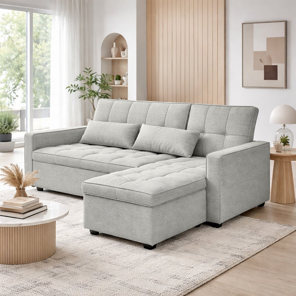 كنبة زاوية قماش مودرن بيج 