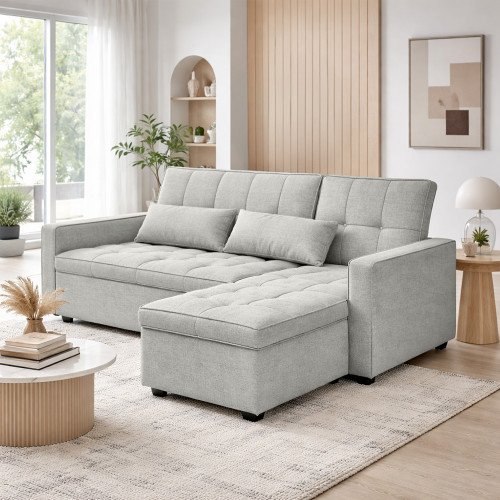 كنبة زاوية قماش مودرن بيج كنبة زاوية قماش مودرن بيج