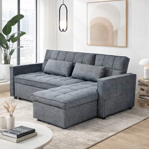 كنبة زاوية قماش مودرن رمادي غامق كنبة زاوية قماش مودرن رمادي غامق