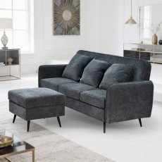 كنبة مودرن 3 مقاعد قماش مع صندوق تخزين رمادي 