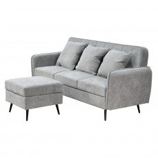 كنبة مودرن 3 مقاعد قماش مع صندوق تخزين رمادي